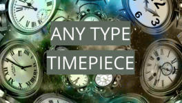 clock graphic with any type timepiece text overlay