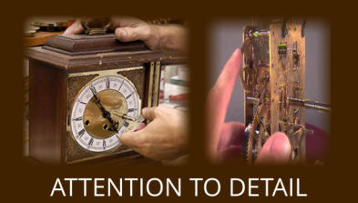 clock repair image with attention to detail text overlay 